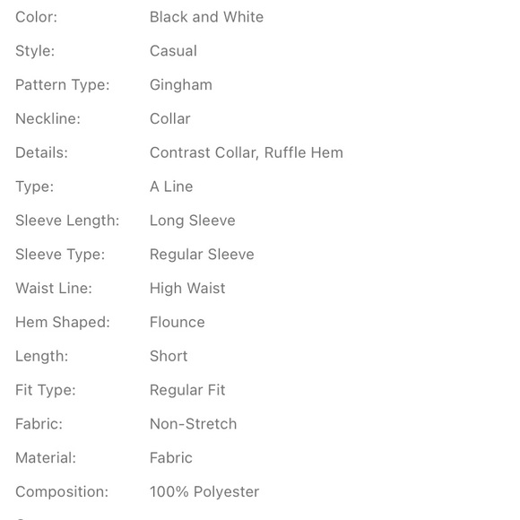 NWOT Gingham Spliced Contrast Collar Ruffle Hem Dress - Picture 5 of 5